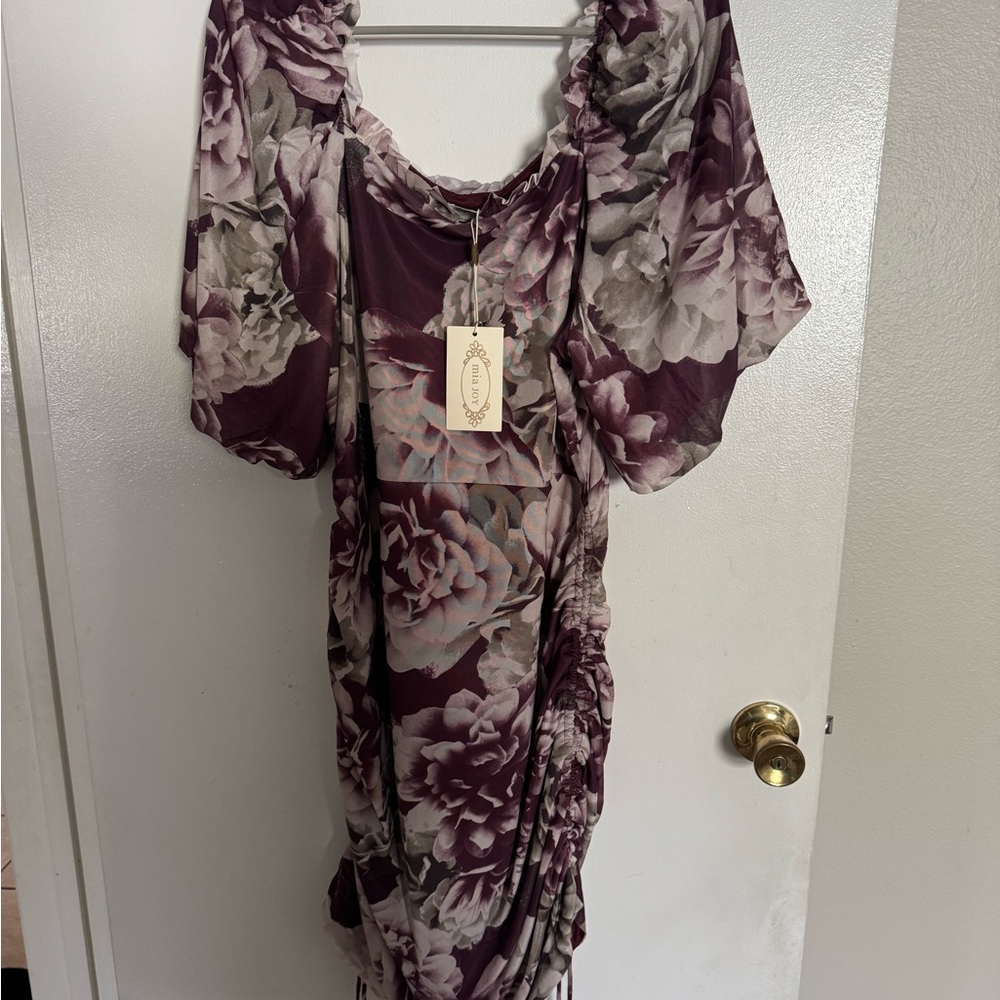 Joyfoile Alyssa plum floral dress